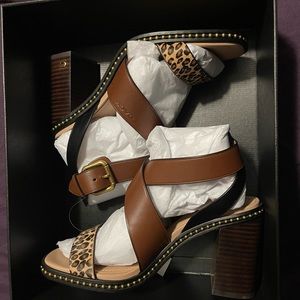 Coach Mandy Block Heel Animal Print Sandal